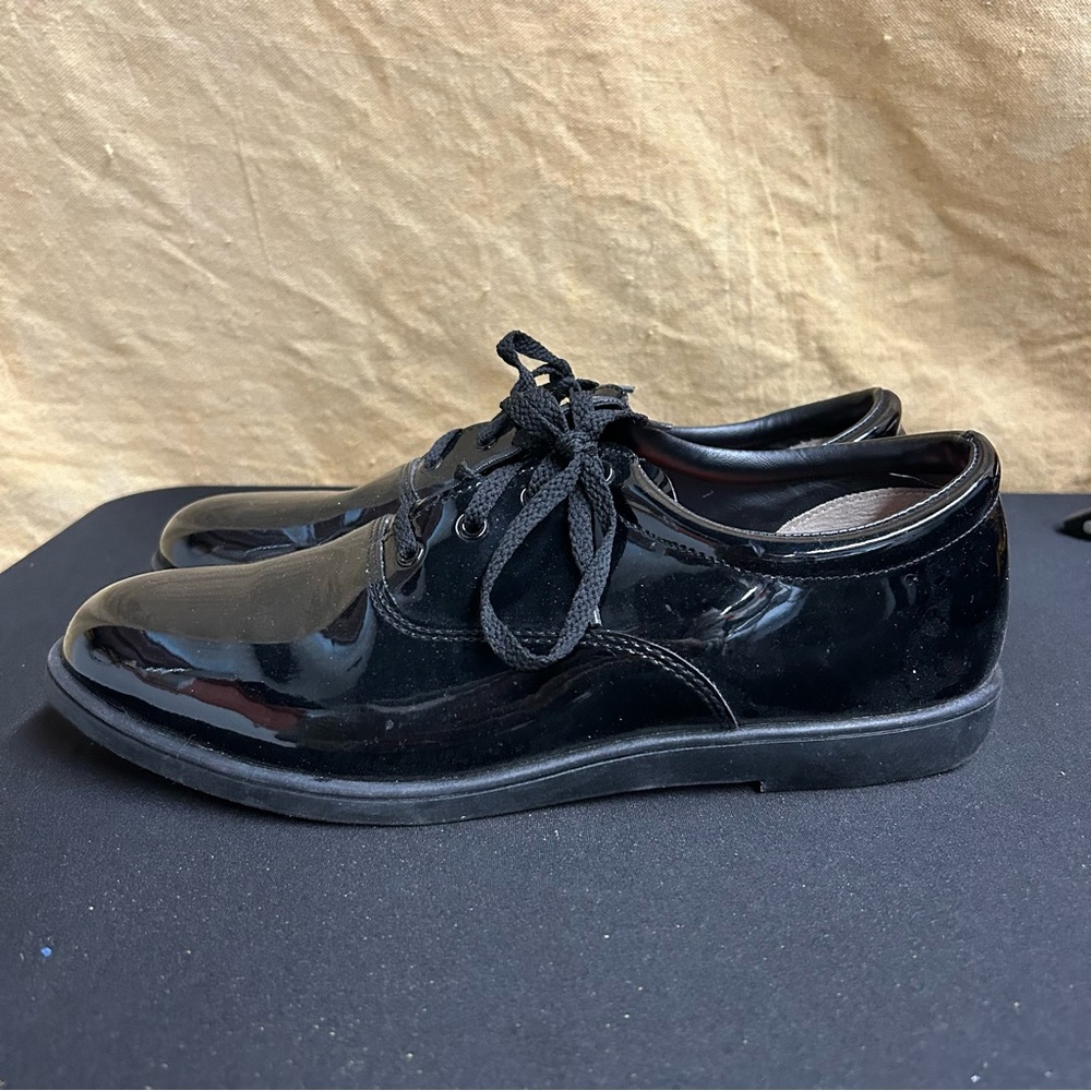Vintage Dinkles Shoes Mens 10.5 Black 1970s Patent Leather‎ Marching Band Dress